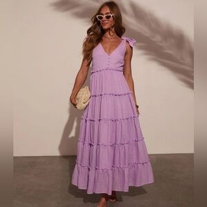 Free the Roses Lilac Tiered Maxi Dress